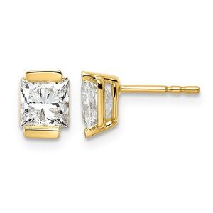 2.00 Carat (ctw VS2, F) Certified Lab Grown Diamond Solitaire Earrings 14K Gold